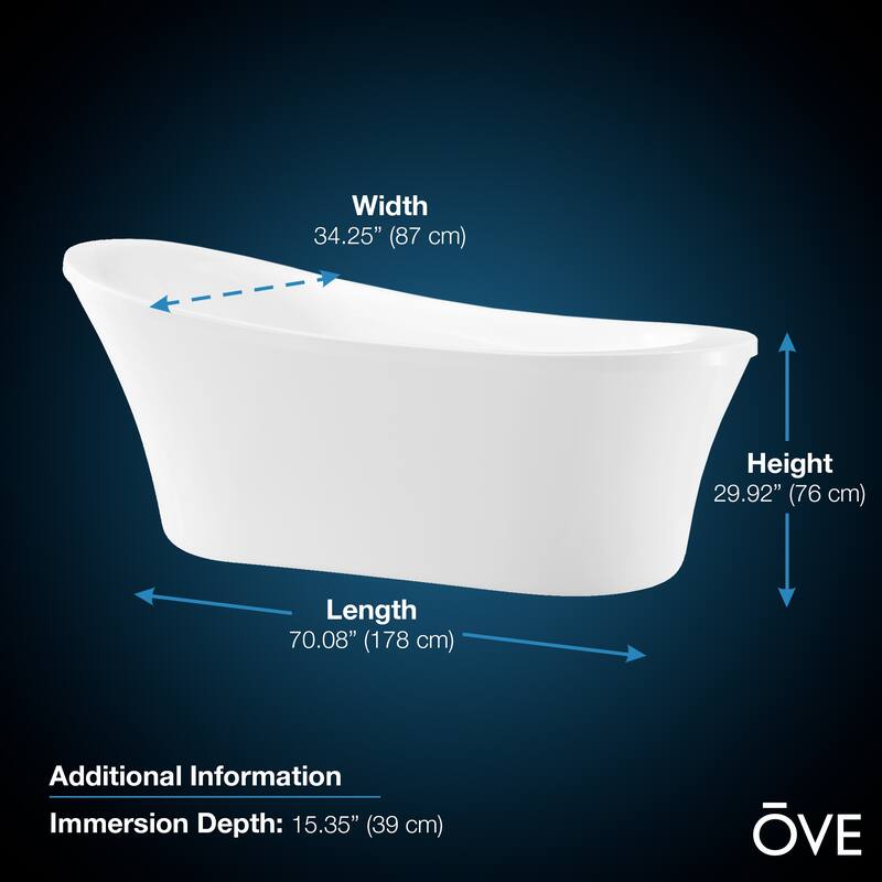 Ove Decors Rachel Freestanding 70 in Bathtub with Athena Faucet