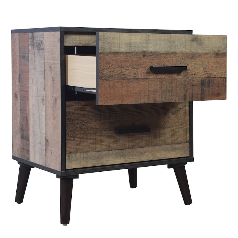 CraftPorch Rustic Elegant 2-Drawers Wooden Nightstand