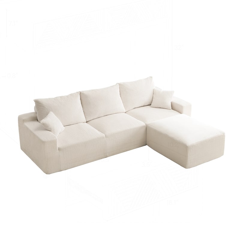 Comfortable L-Shaped Sectional Sofa with Self-Expanding Feature for Living Room