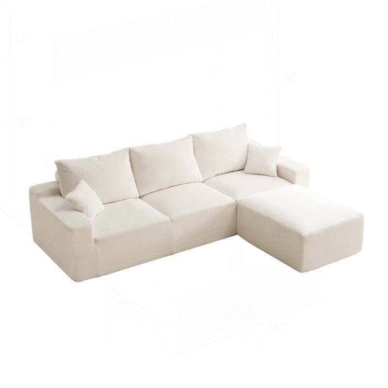 Comfortable No-Assembly Sectional Sofa with Plush Foam and Customizable Layout for Living Room