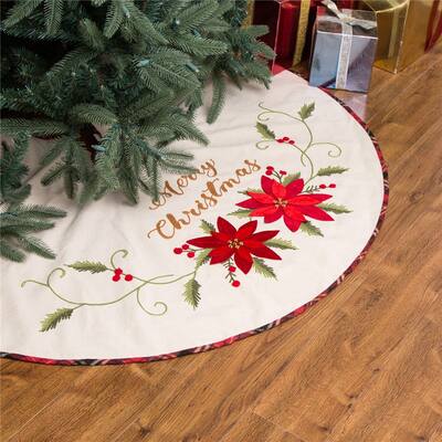 Glitzhome 48"D Fabric Christmas Tree Skirt - 48"x 48"