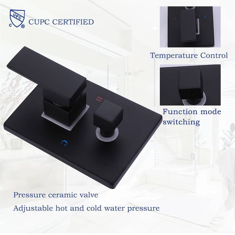 Modland Luxury Wall Mounted Bathtub Faucet With High-pressure Handheld Shower and Tub Spout