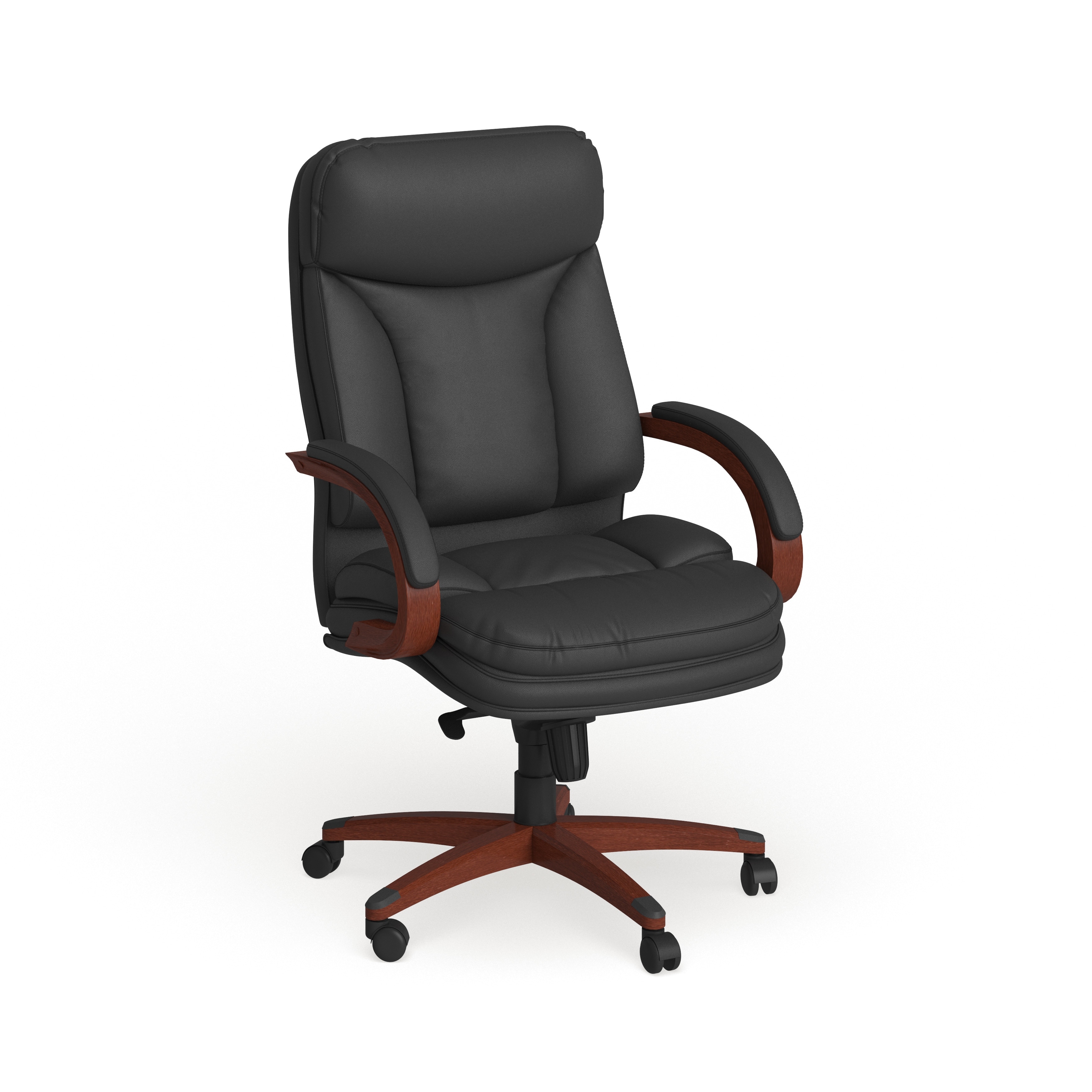 Flash Furniture High Back LeatherSoft Chair w/Synchro-Tilt Mechanism, Mahogany Wood Base
