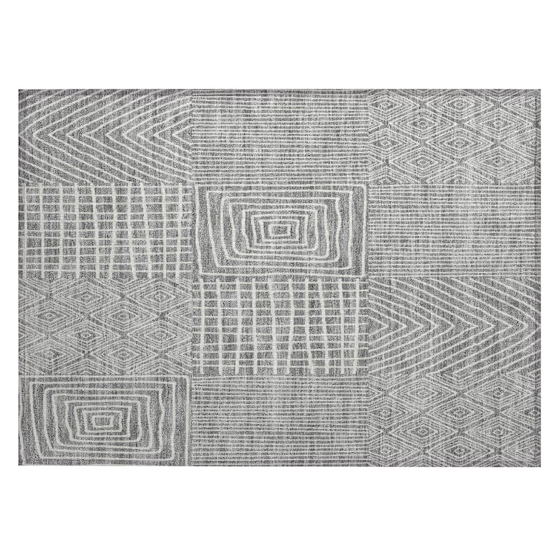 Machine Washable Indoor/ Outdoor Geo Patchwork Chantille Rug