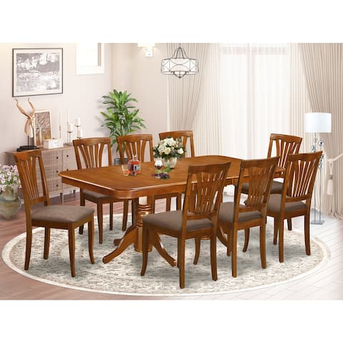 9-piece Dining Room Set Includes Oval Table and 8 Kitchen Chairs - Saddle Brown Finish (Seat's Type Options)