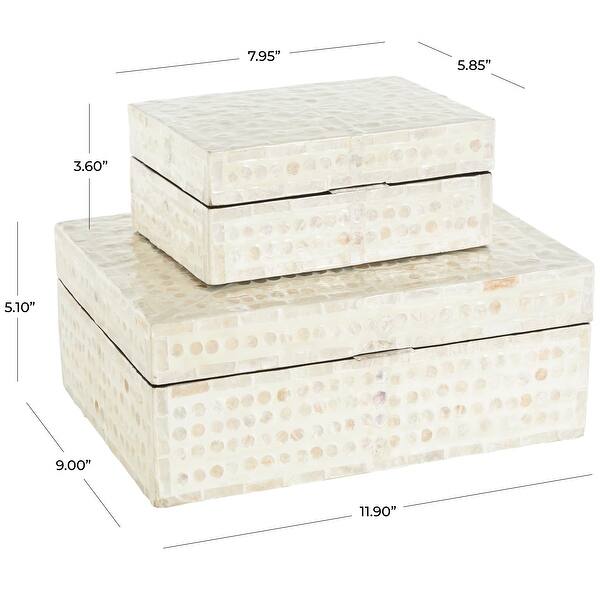 Cream Mother of Pearl Shell Handmade Mosaic Dot Storage Geometric Box ...