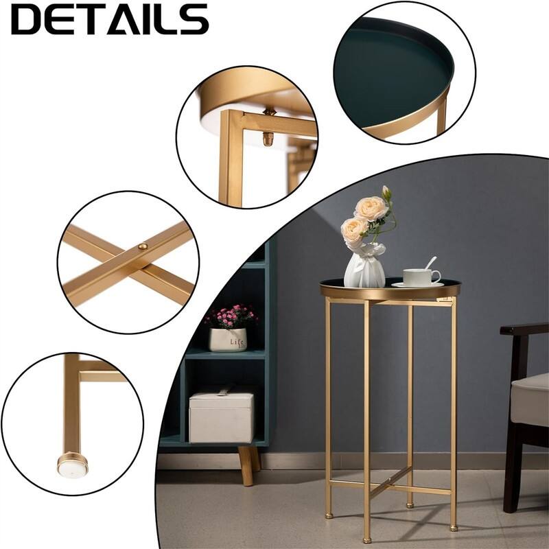 Small Round Metal End Table - 14.5"D x 14.5"W x 25"H