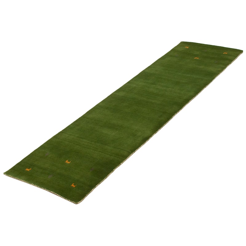 Kashkuli Gabbeh Green Rug 2'6" x 9'10" - 2'6 x 9'10