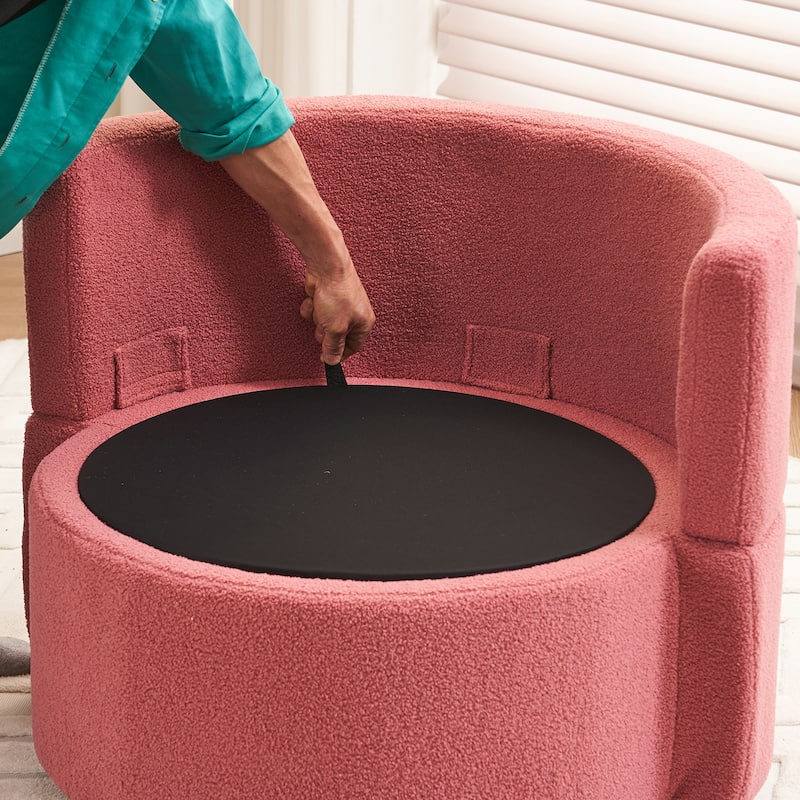 Fabric Swivel Chair With Storage and Back Cushion For Living Room