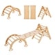 preview thumbnail 1 of 26, VEVOR Pikler Triangle Set Toddler Climbing Toys Indoor Playground, Ramp, and Arch, Montessori Climbing Set Medium Size - Wood Color