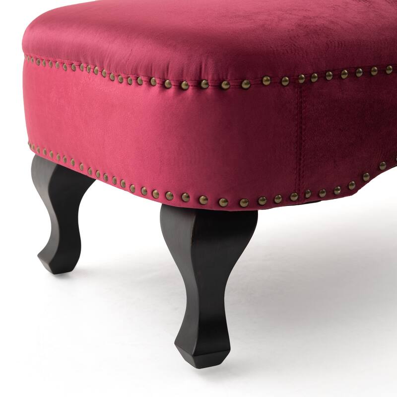 Christopher Knight Home - Bressi Modern Velvet Upholstered Chaise Lounge with Tufted Backrest, Nailhead Trim & Pillow