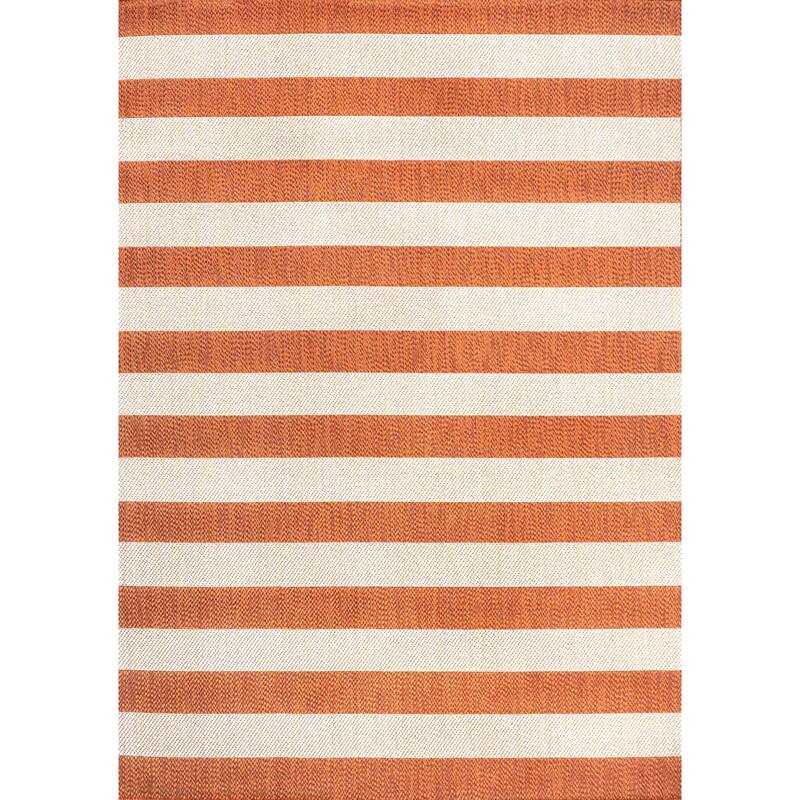 JONATHAN Y Vinales Two-Tone Wide Stripe Indoor/Outdoor Area Rug - 5 X 8 - Orange/Beige