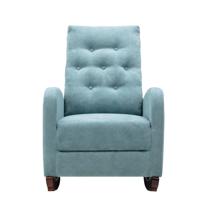 Baby Room High Back Rocking Chair Nursery Chair , Comfortable Rocker Fabric Padded Seat ,Modern High Back Armchair