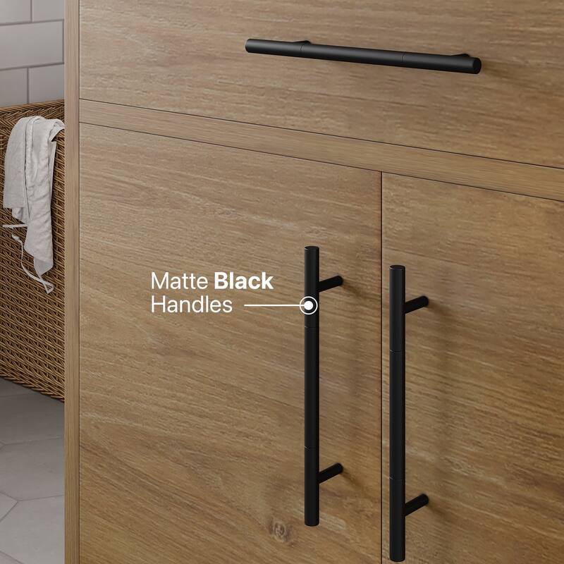 Eviva Graham 30"W Oak Bath Vanity with Arabescato Engineered Stone Top