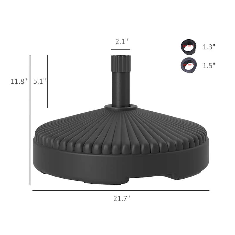 Outdoor Umbrella Base HDPE Patio Parasol Stand Fillable with Sand or Water - 21.7" x 11.8" H