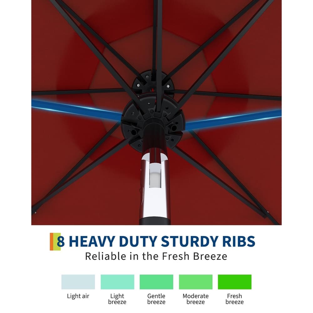 Coromose 9FT Outdoor Patio Umbrella, 8 Sturdy Ribs, with 32 LED Lights