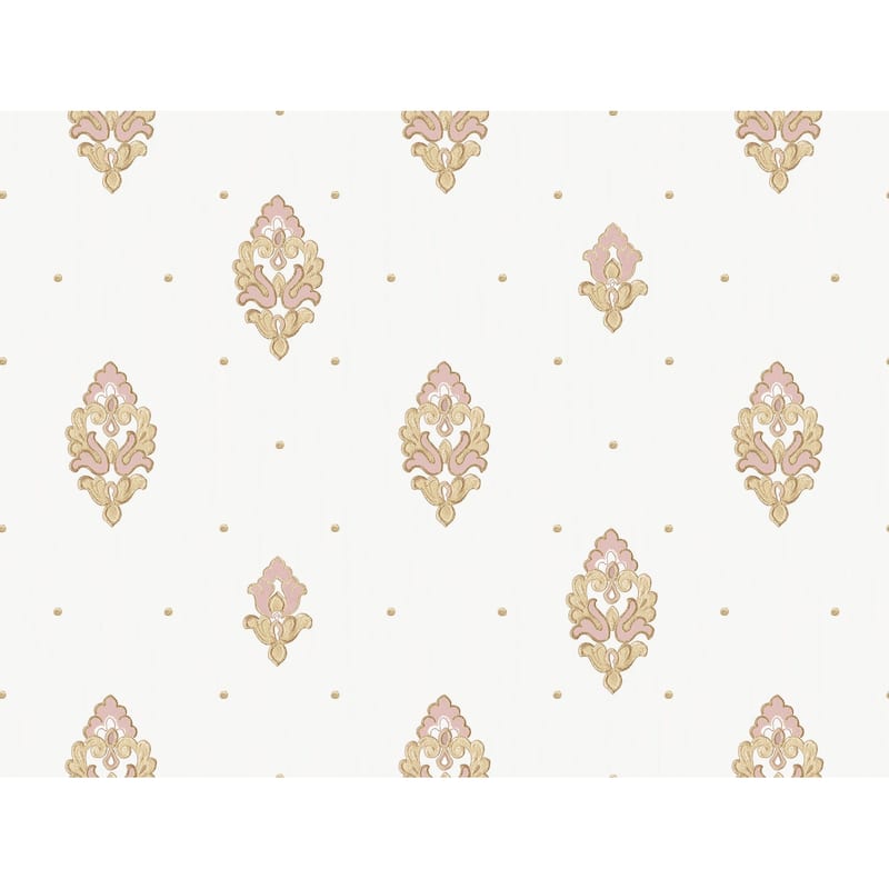 Galerie Wallcoverings Opulence Collection Italian Motif Vinyl on Non-woven Glitter/Shimmer Wallpaper Roll Double Width - 33-feet long  x 42-inches wide - Pink/Gold
