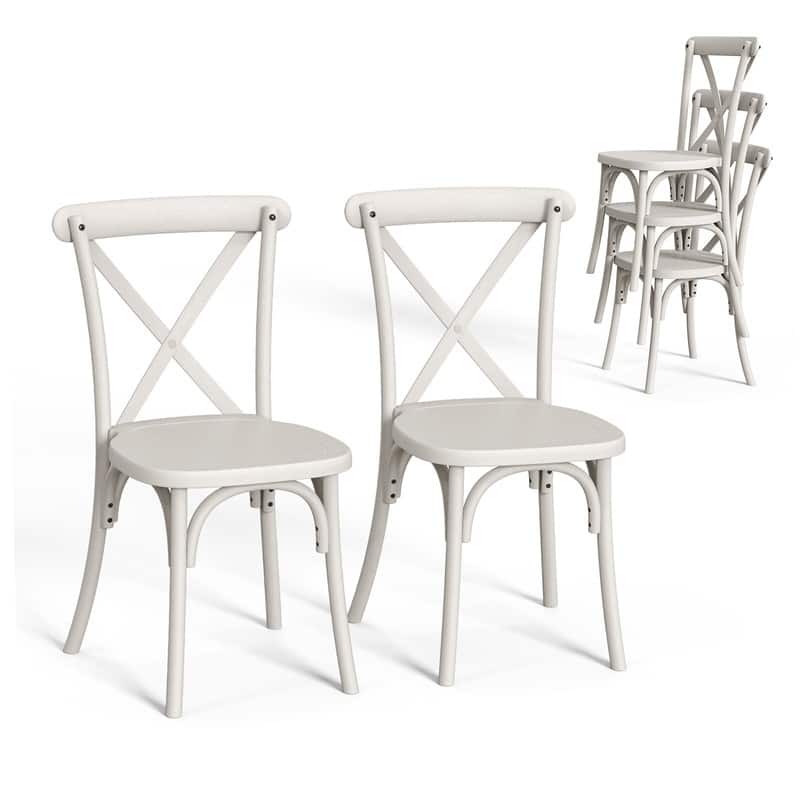 Patio Plastic Stackable Dining Chair Set (Set of 2)
