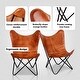 preview thumbnail 6 of 5, vidaXL Butterfly Chair, Goat Leather, 26 x 29.1 x 35.4 Inches, Brown - 29.1" x 26" x 35.4"