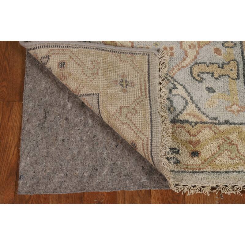 Oushak Indian Runner Rug Handmade Grey Floral Wool Carpet - 2'7"x 9'11"