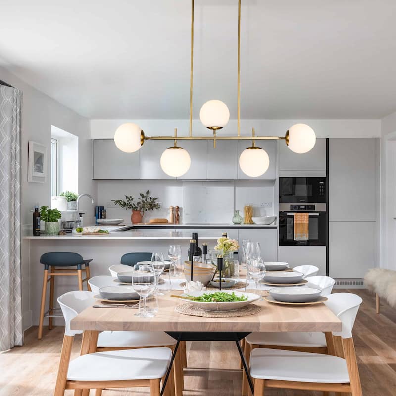 Modern Transitional 5-Light Chandelier Frosted Glass for Dining Room