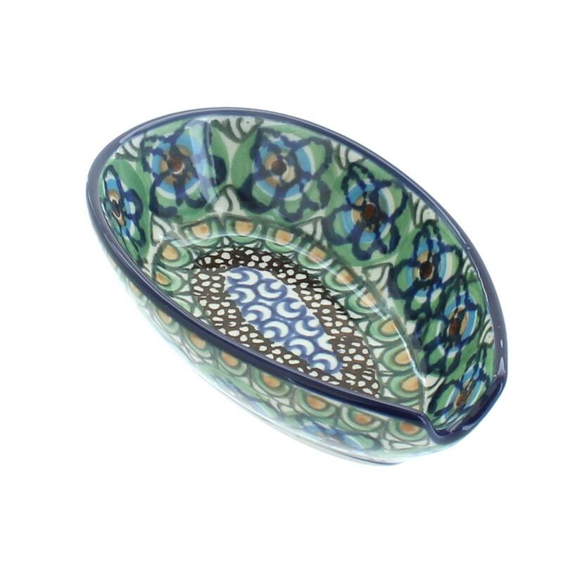 Blue Rose Polish Pottery 381 Ceramika Artystyczna Small Spoon Rest