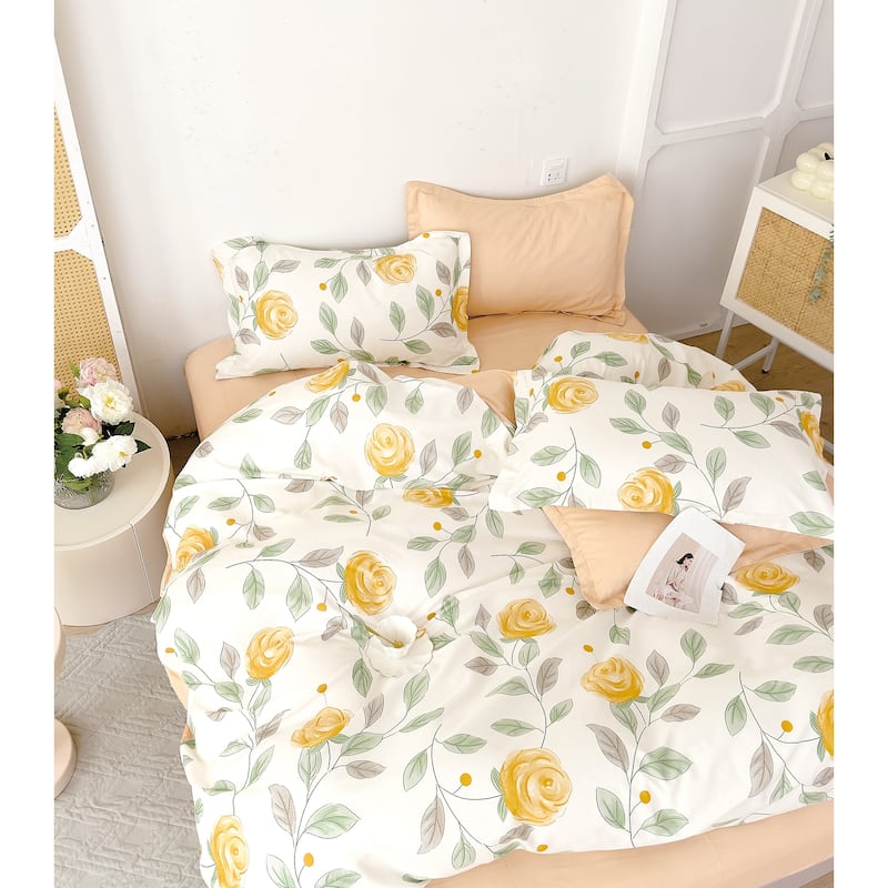 Long Island Flower 100% Cotton Duvet Cover Set Queen Full