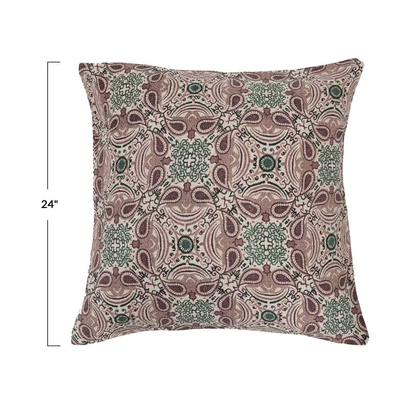 Recycled Cotton Blend Printed Pillow