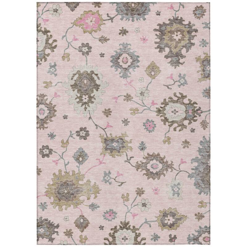 HomeRoots Floral Traditional Rectangle Outdoor Rug