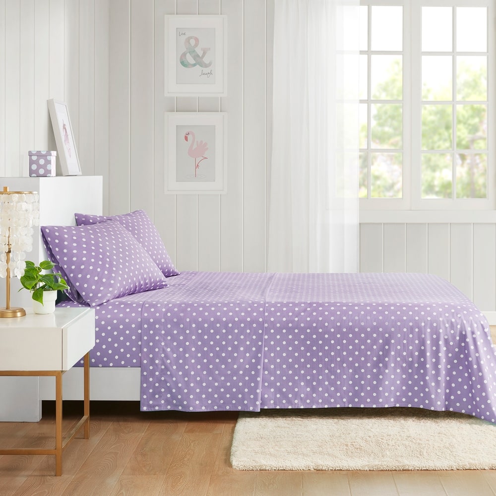 Intelligent Design Polka Dot Printed 100% Cotton Sheet Set