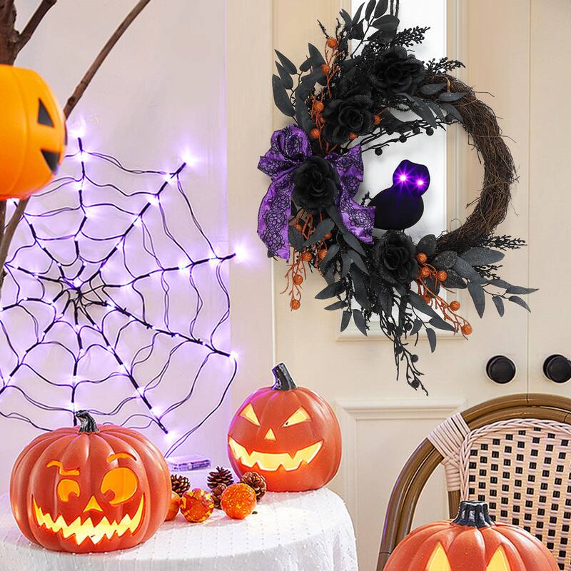 Halloween Wreath for Front Door Decor - N/A
