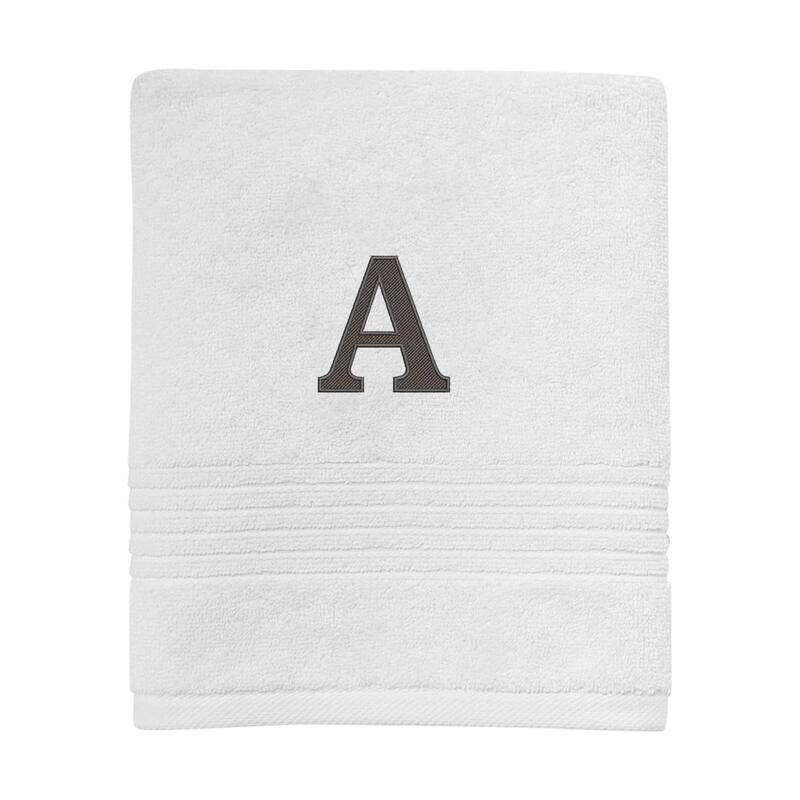 Avanti Linens Wht/Gry Block Monogram Hand Towel - Hand Towel