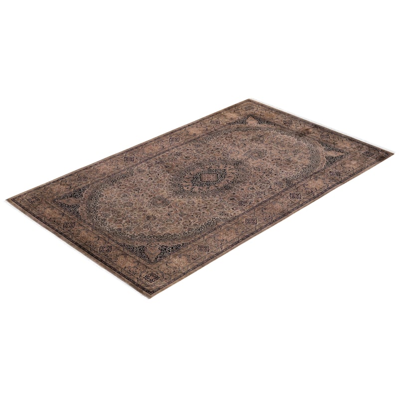 Overton Hand Knotted Wool Vintage Inspired Modern Contemporary Overdyed Beige Area Rug - 5' 1" x 8' 4"