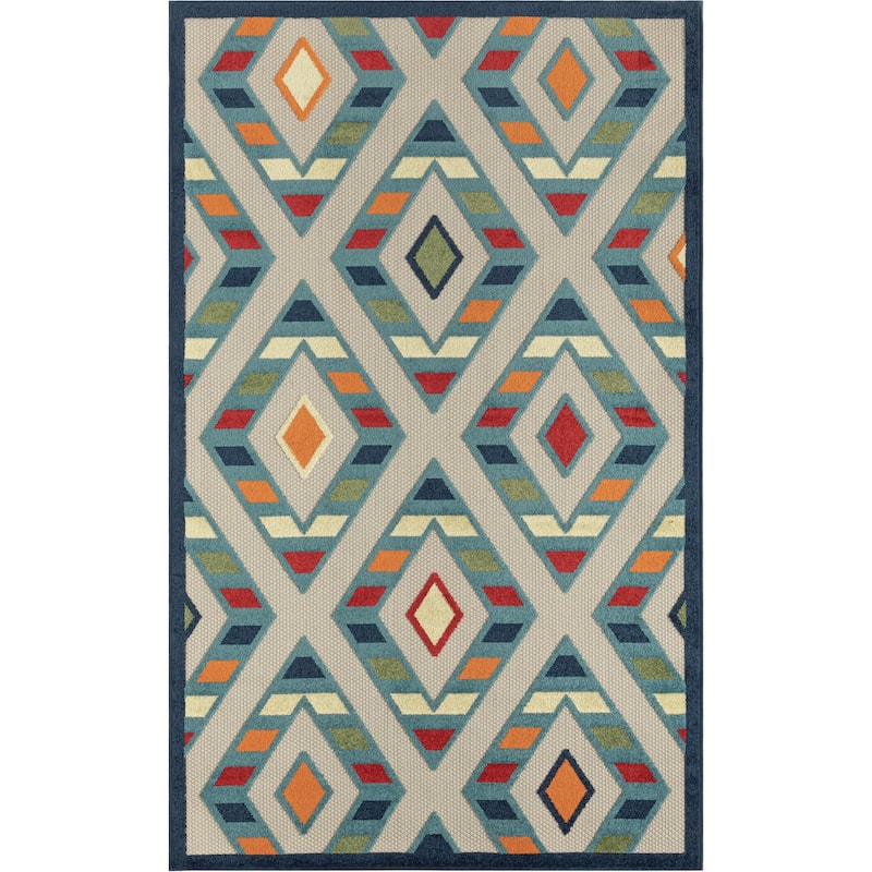 Sevita Striped Diamond Textured Indoor/Outdoor Area Rug - 3'6 x 5'6