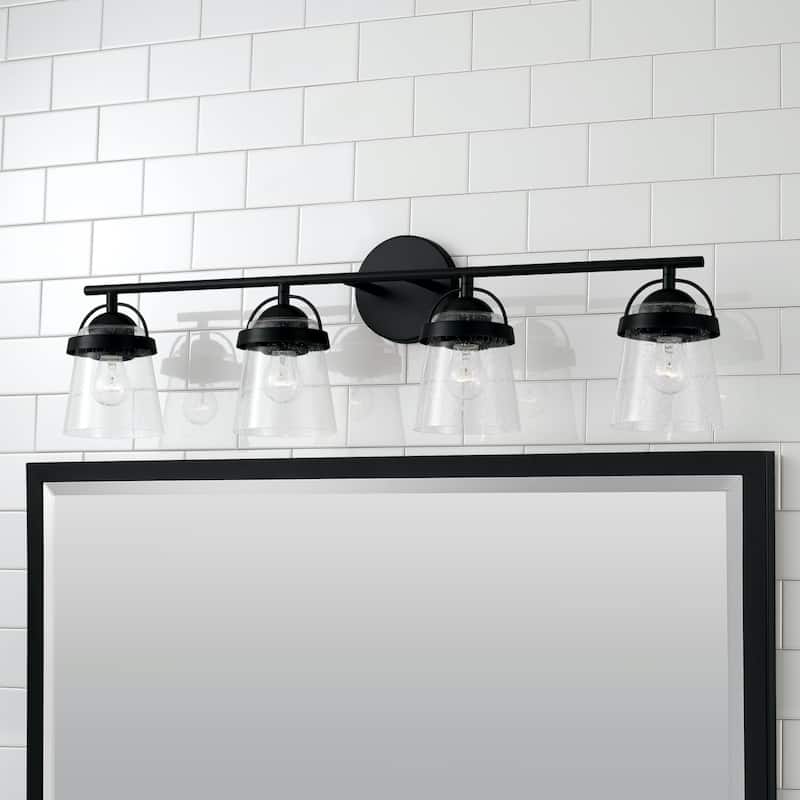 Madison 4-light Bath/ Vanity Fixture w/ Clear Seeded Glass