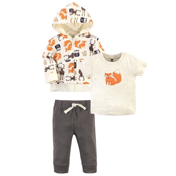 slide 1 of 1, Hudson Baby Toddler Boy Cotton Hoodie, Tee Top and Pant Set, Forest Toddler 4T - Forest Toddler