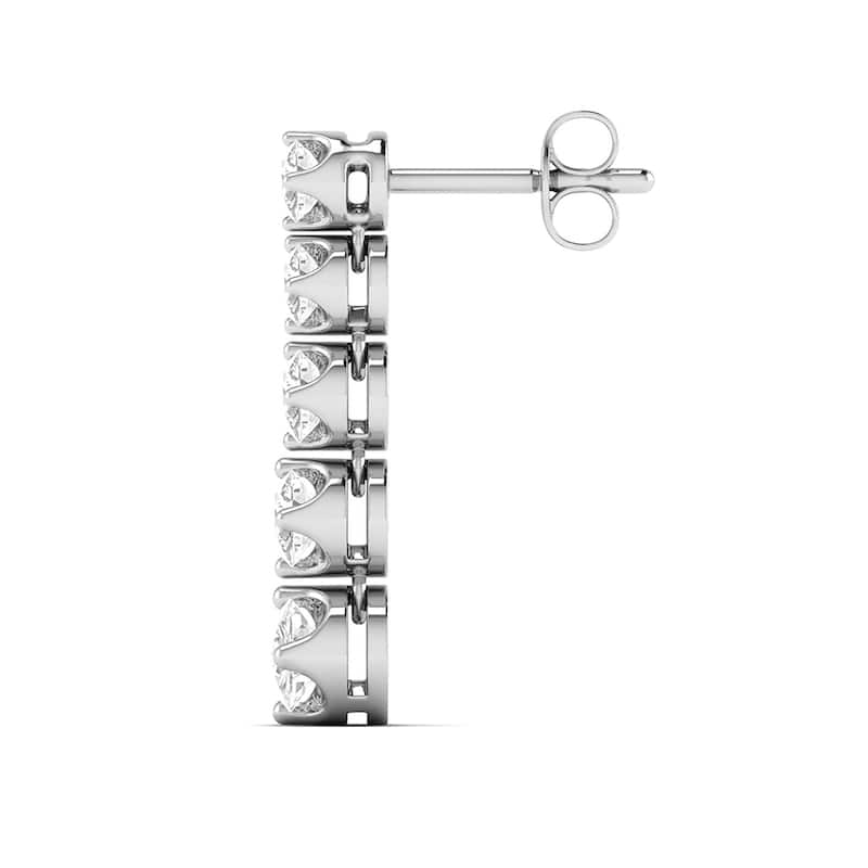 Marquee 7/8 CTW Five Stone Diamond Dangle Earrings in 14K White Gold