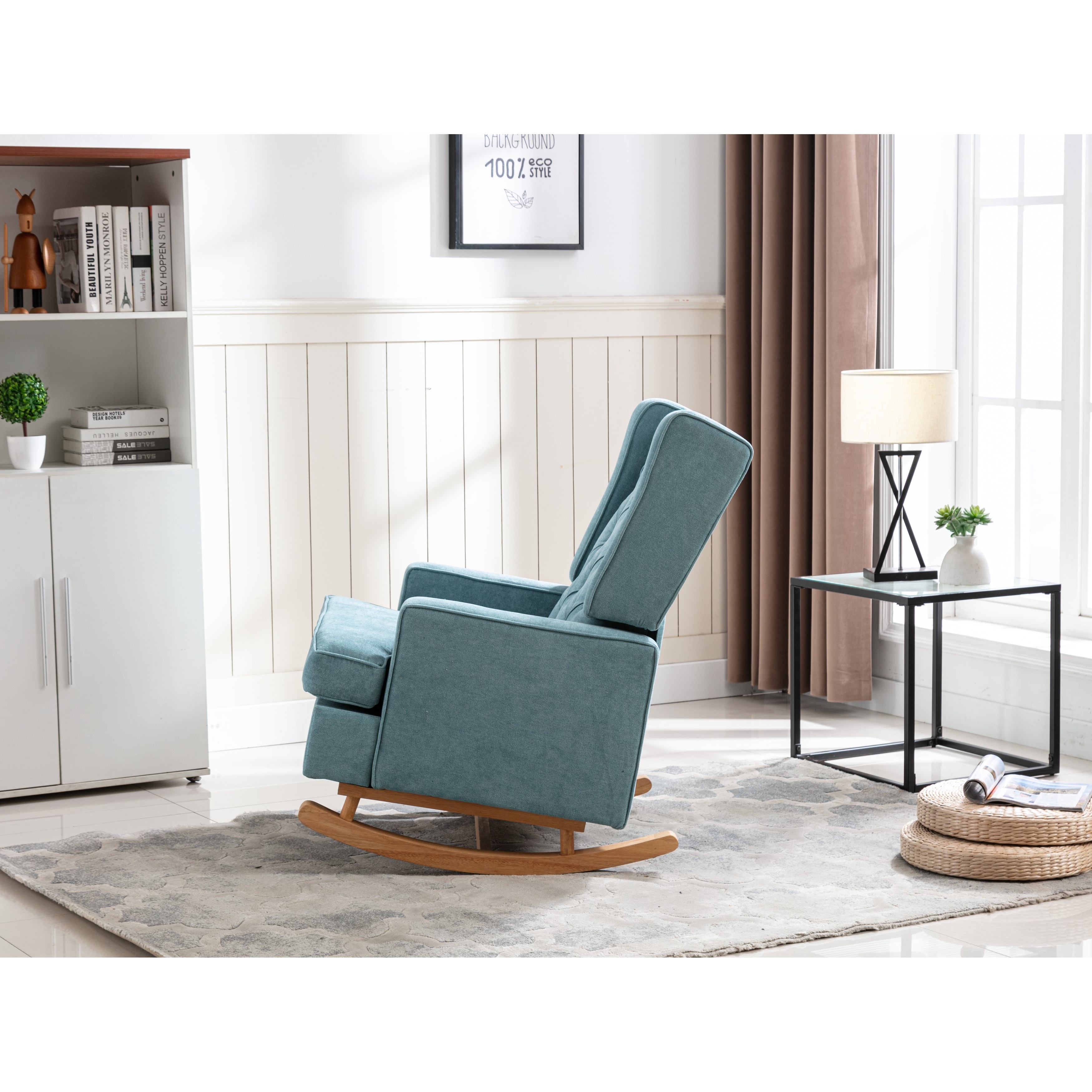 Nursery Rocking Chair Upholstered Mid Century Modern Rocker