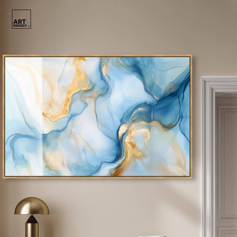 Blue Veined Gold Canvas by Art Remedy