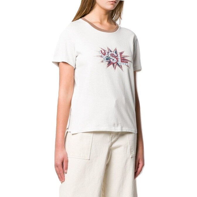 Shop Saint Laurent Women S Ysl Disco T Shirt White Overstock 31094650