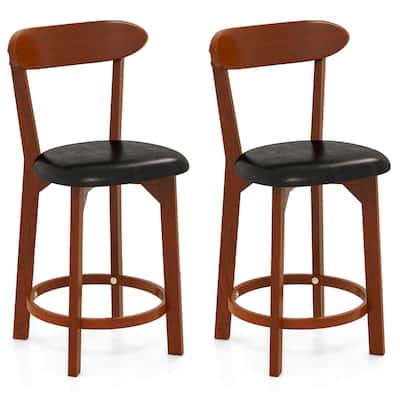 Costway 23.5" Bar Stool Set of 2/4 with Curved Backrest & Footrest - See Details