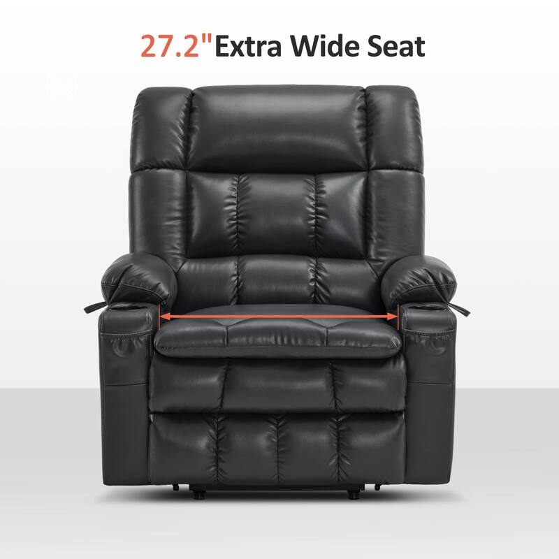 MCombo Dual Motor Power Lift Recliner Chair with Massage and Heat for Big People, Faux Leather R7891 (Large-Wide)