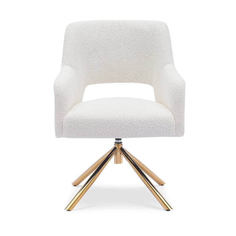 Boucle Polyester Upholstered Swivel Accent Chair - Stain Resistant
