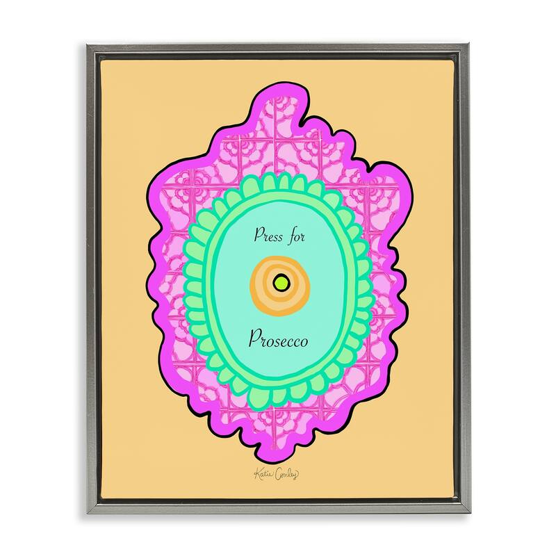 Stupell Press For Prosecco Button Framed Floater Canvas Wall Art Design By Katie Conley - 25 x 31 - Grey