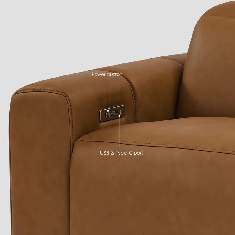 6PCS, 3 power Recliners, Leather Reclining Large Sectional with Power Headrest, Wireless Charging