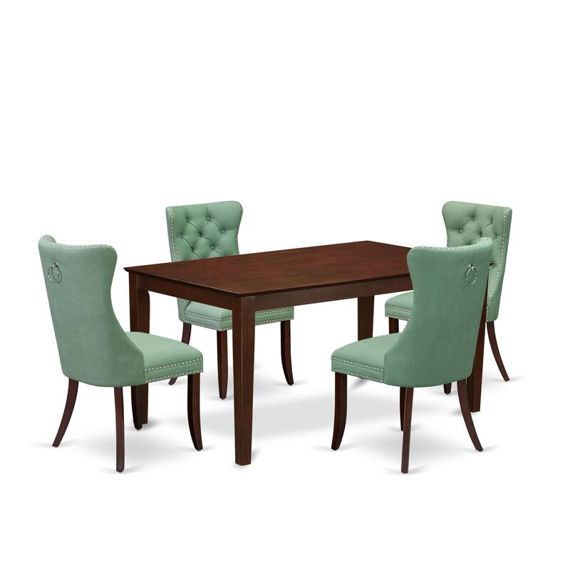 East West Furniture Kitchen Table Set Includes a Rectangle Dining Room Table and Parson Chairs, Mahogany (Pieces Options)