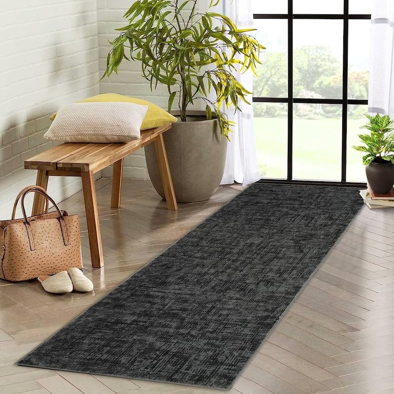 Modern Abstract Area Rug for Living Room, Throw Floor Carpet for Home Décor, Black - 2' x 3'