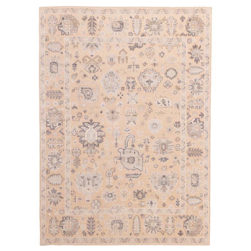 ECARPETGALLERY Hand-knotted Finest Oushak Tan Wool Rug - 7'11 x 10'11