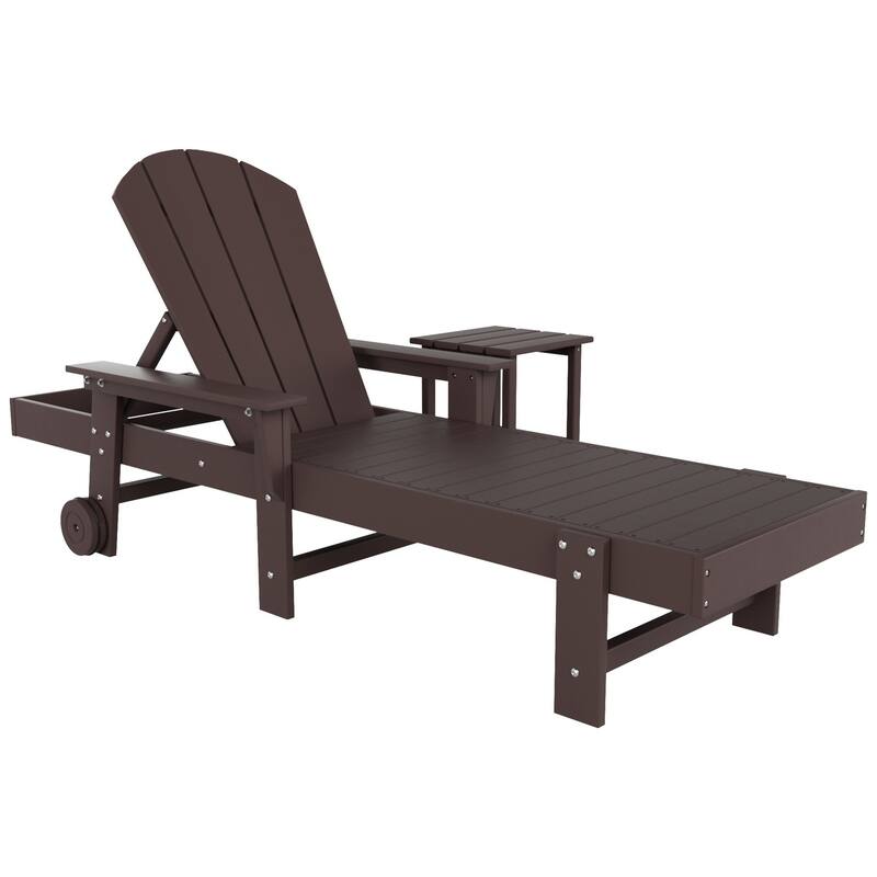 Polytrends Laguna Hdpe All Weather Outdoor Patio Pool Reclining Chaise Lounge With Side Table (2-Piece Set)