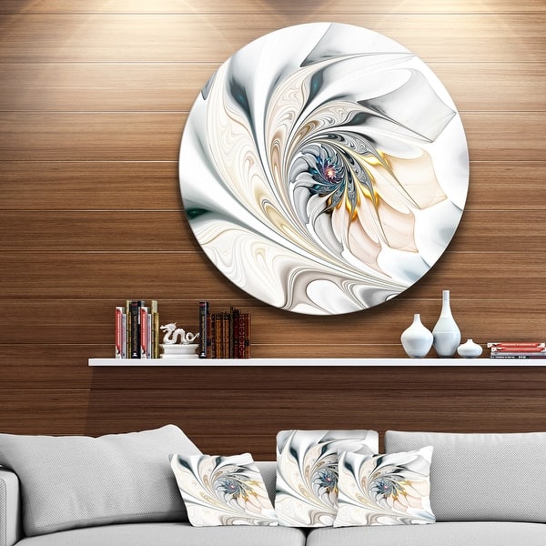 slide 2 of 9, Designart 'White Stained Glass Floral Art' Floral Circle Metal Wall Art